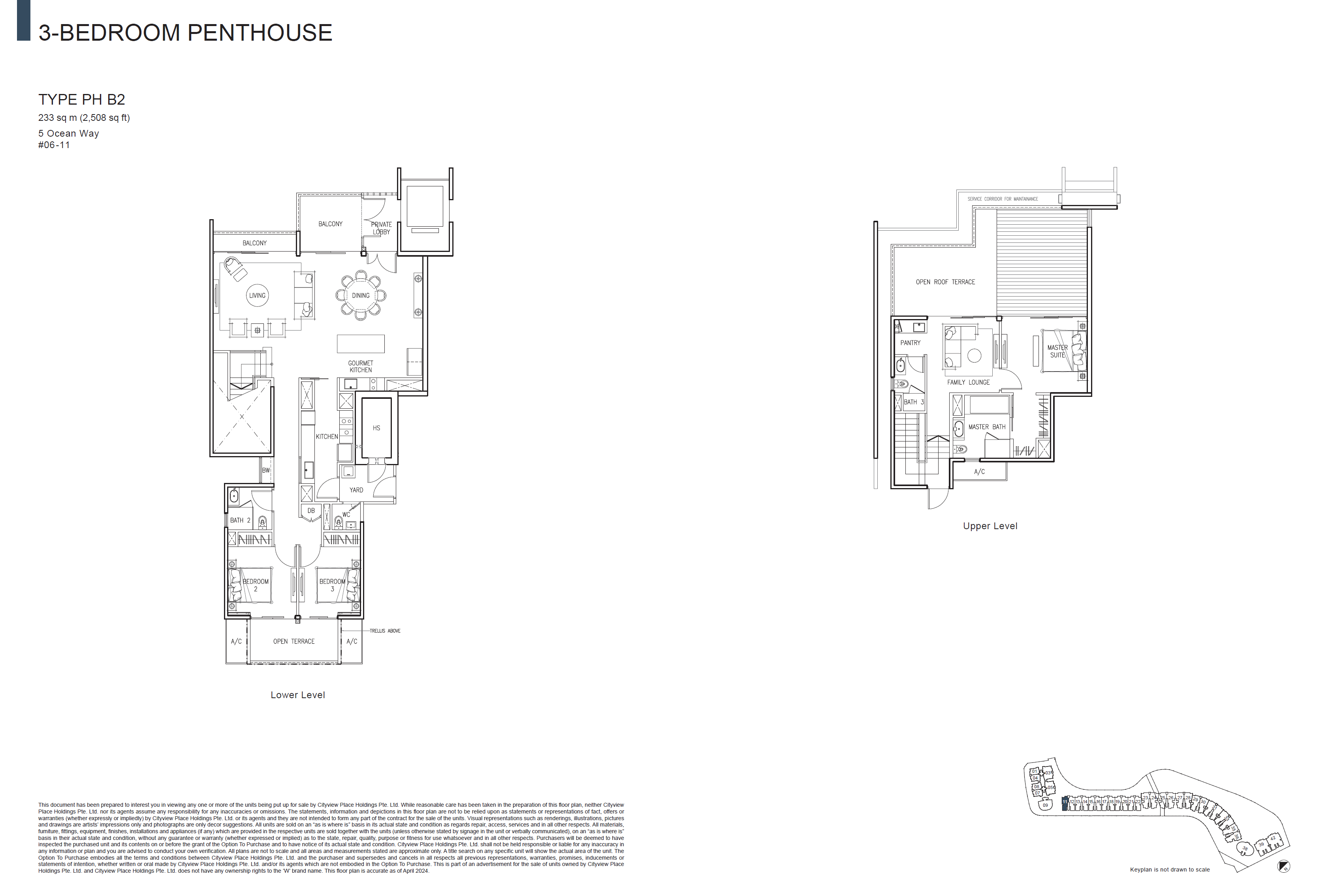 Floor plan of The Residences At W Singapore Sentosa Cove type Penthouse, Penthouse, 2,508 sq ft